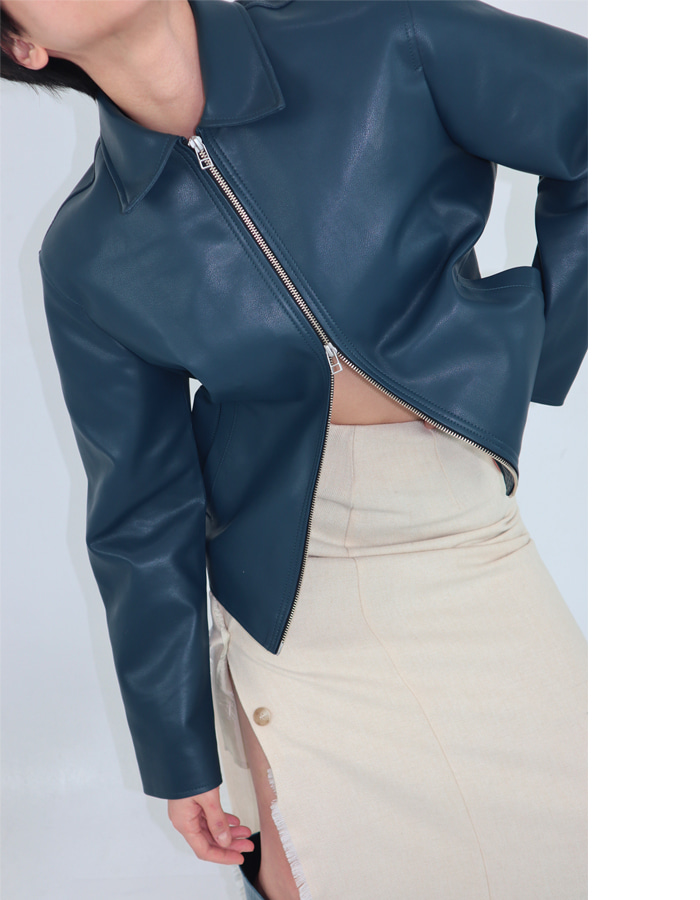 Unisex vegan leather zip up jacket (3 color)