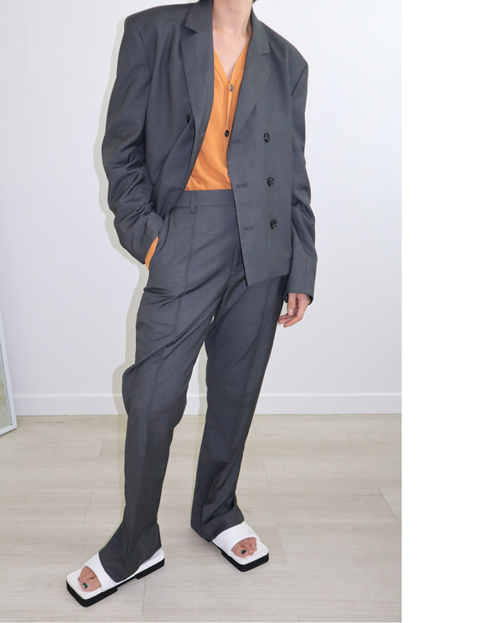 Unisex Double Suit Jacket + Slit Suit Slacks Set Up (2 Color)