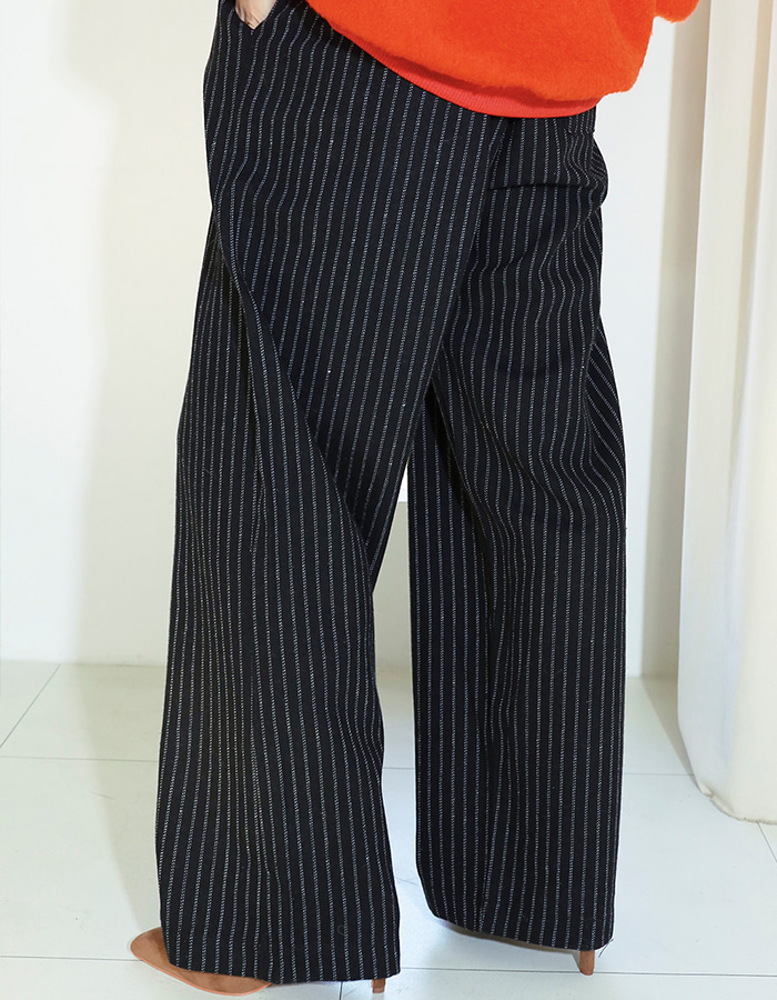 Unisex wool stripe banding pants (2 Color)