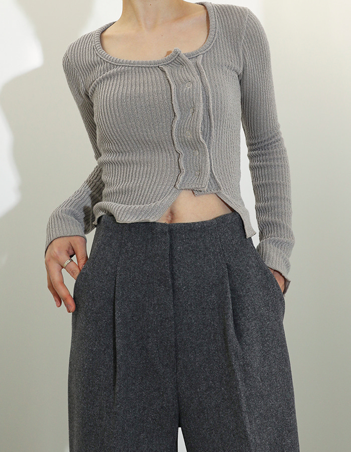 Unbal slit knit cardigan (2 Color)