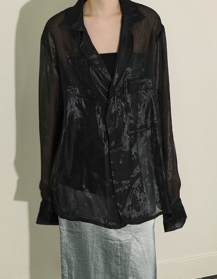 Unisex organza shirts jacket (Black)