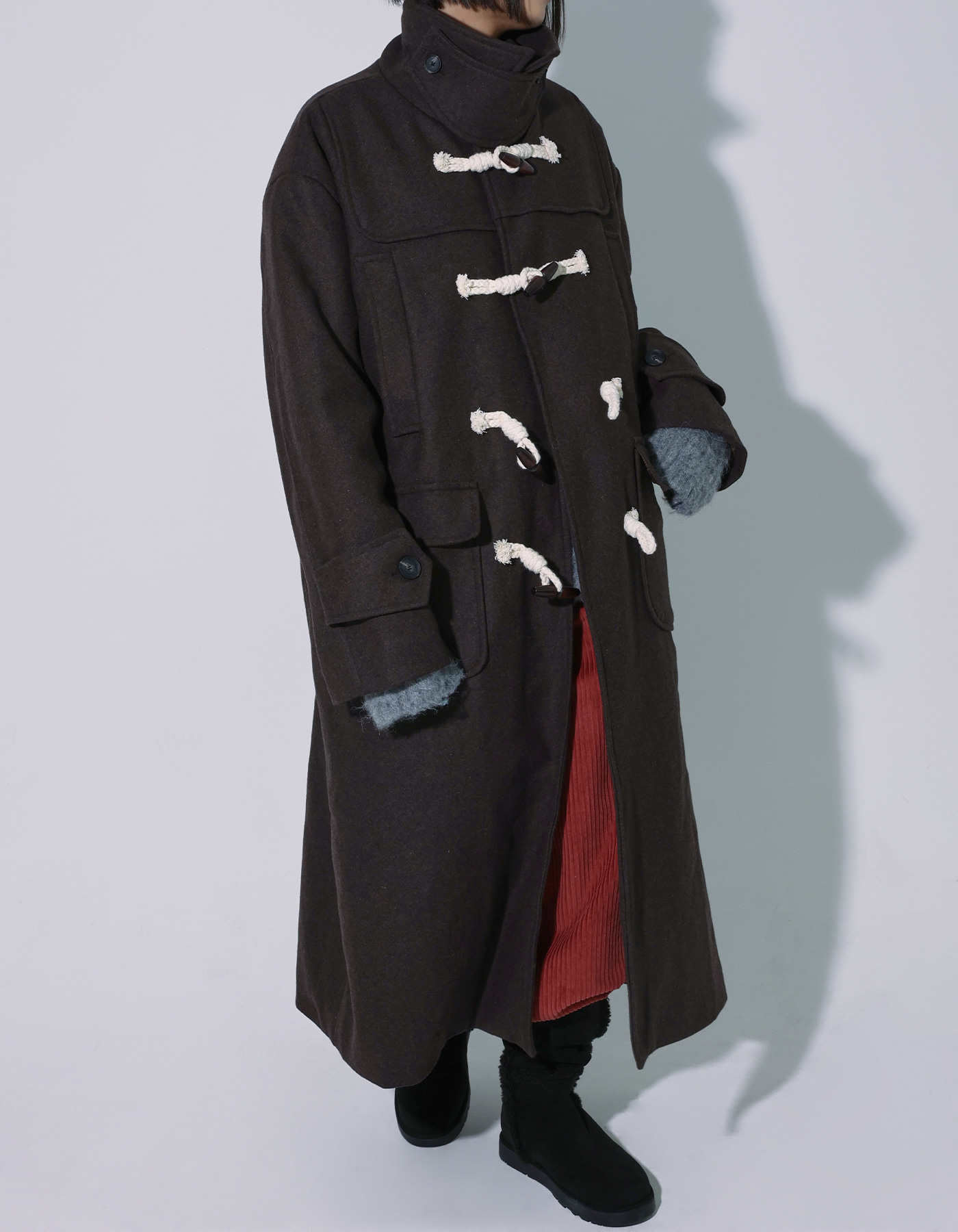 Unisex highneck wool duffle coat (3 Color)