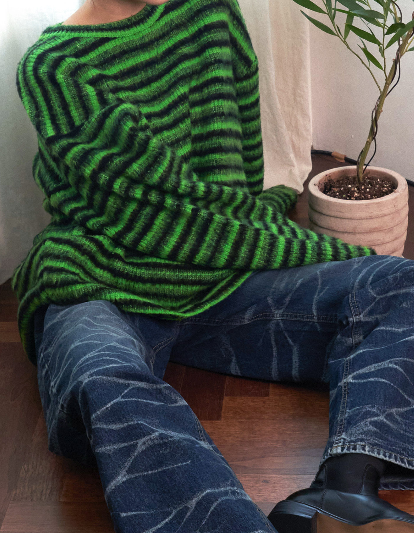 Unisex marlon mohair stripe knits (2 Color)
