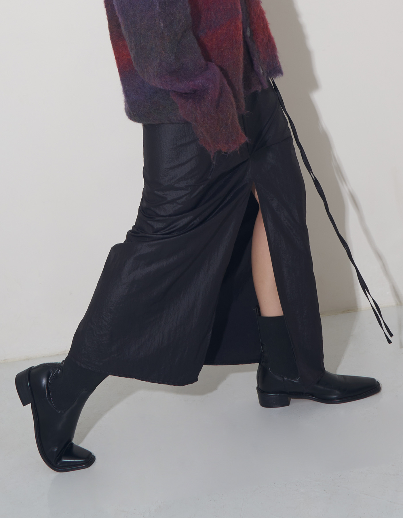 Drape wrinkle strap maxi skirts (2 Color)
