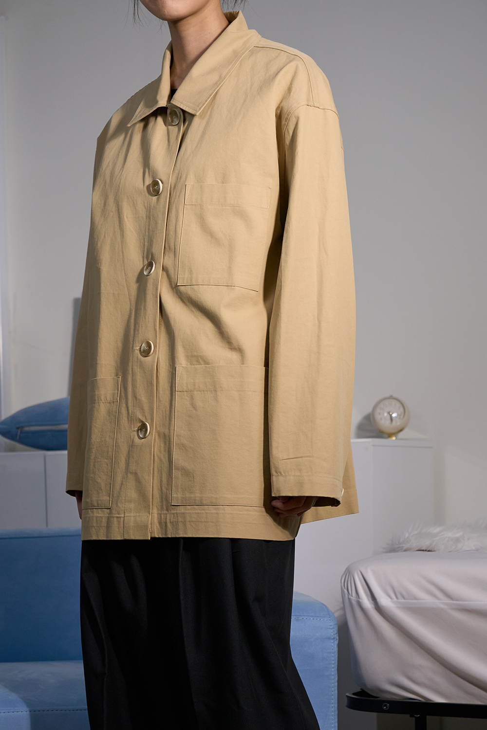 half trench cotton  jacket (3 Color)