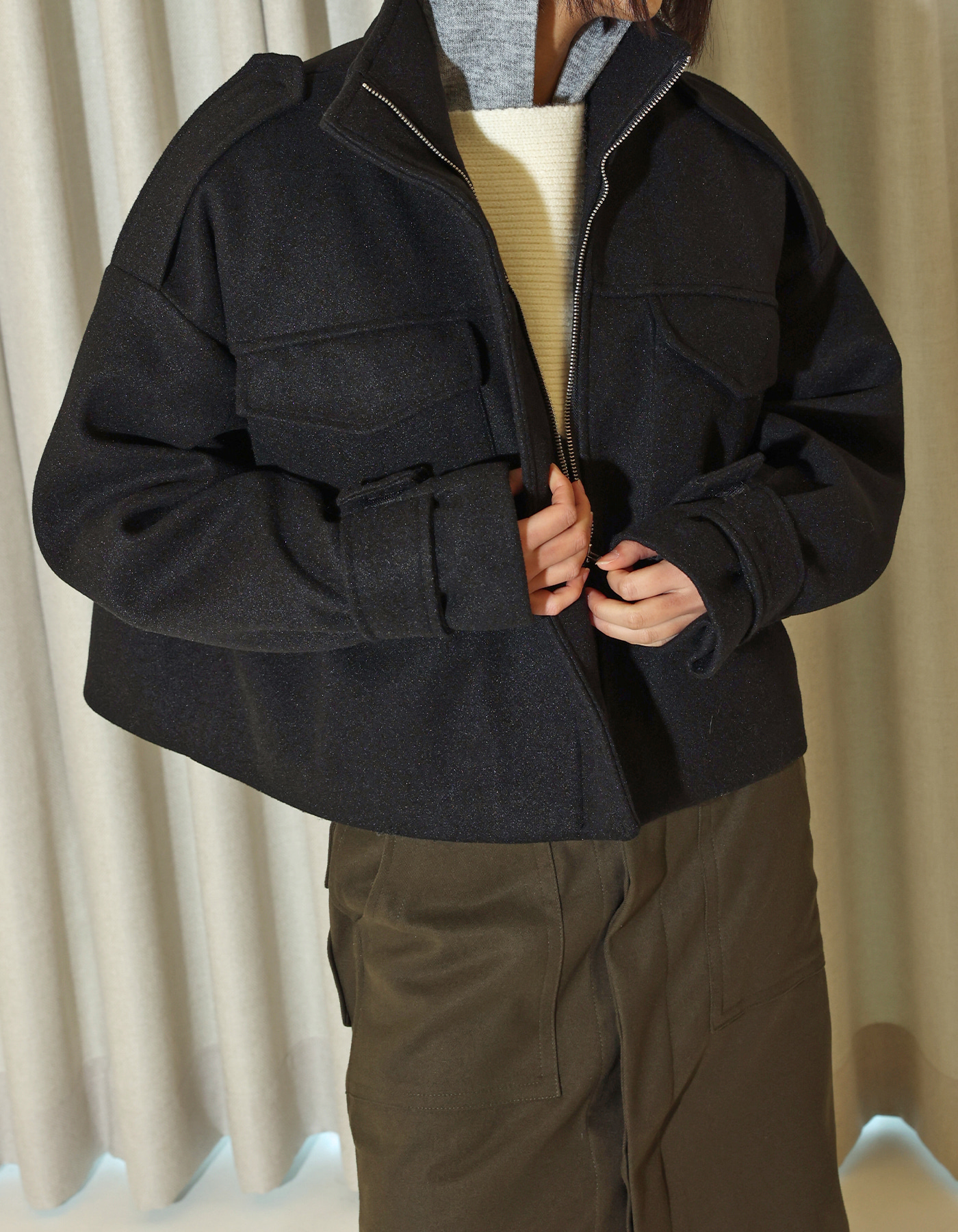 Highneck wool overfit jacket (2 Color)