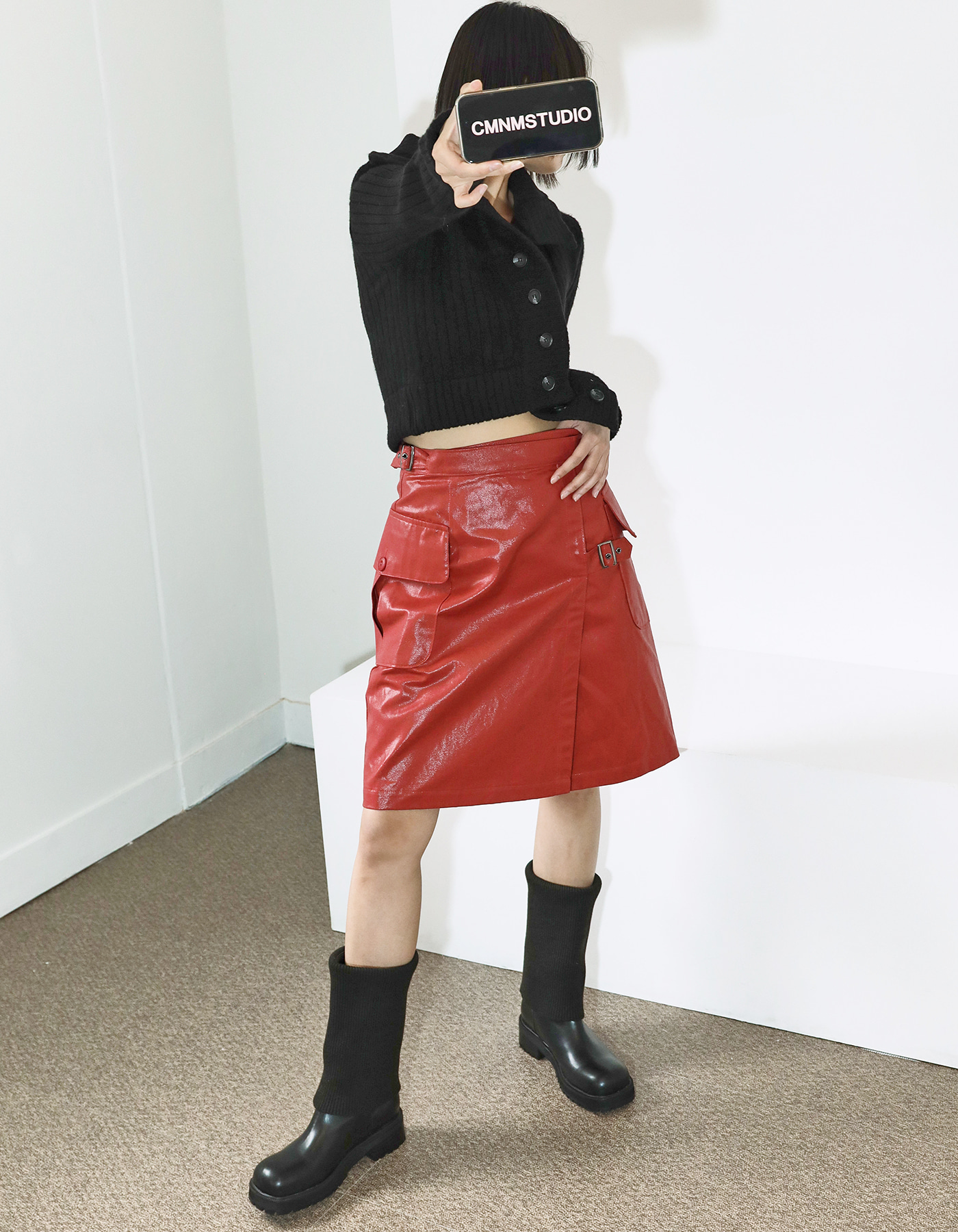 Buckle coating lap skirt (2 Color)