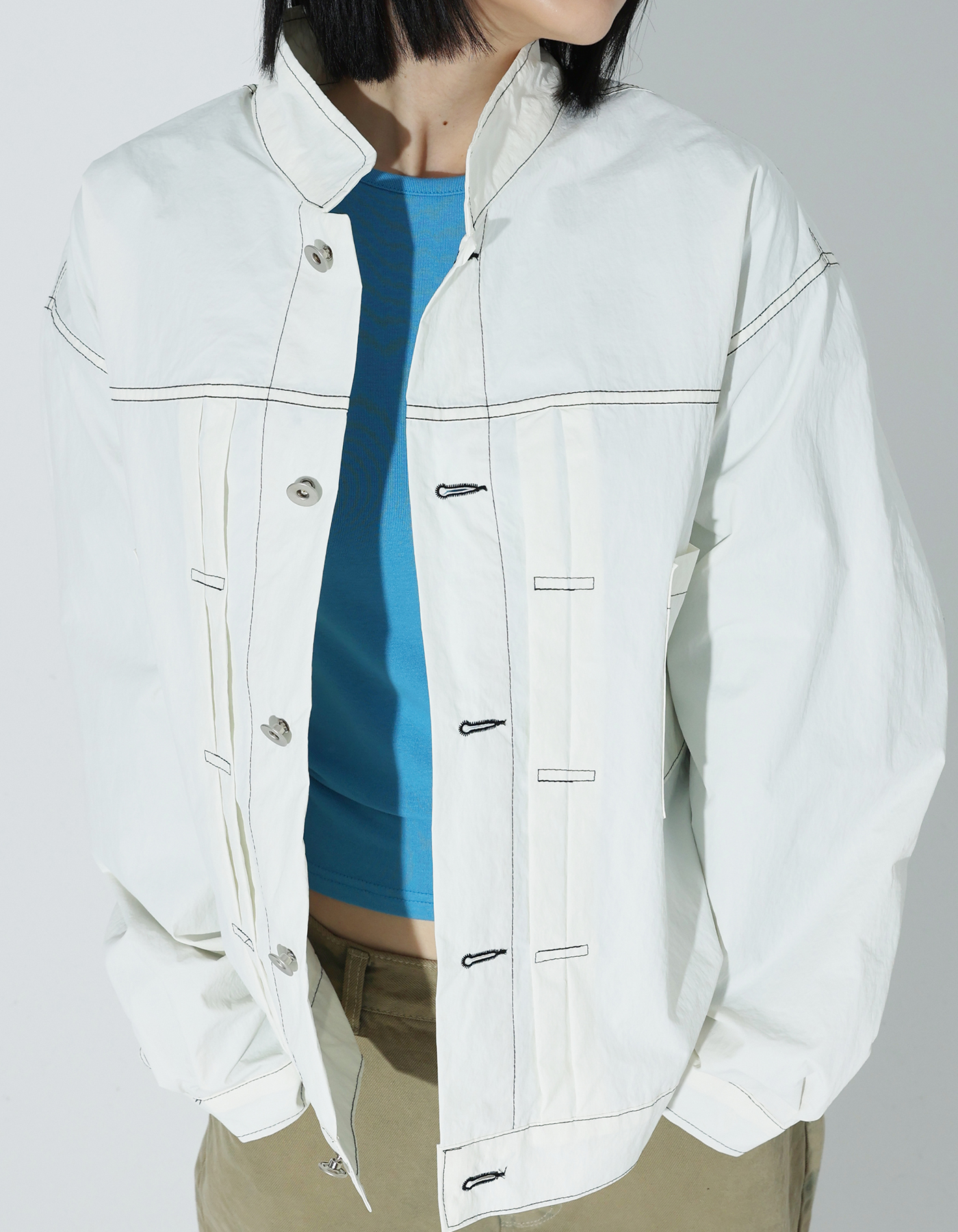 Unisex stitch nylon tracker jacket (2 Color)