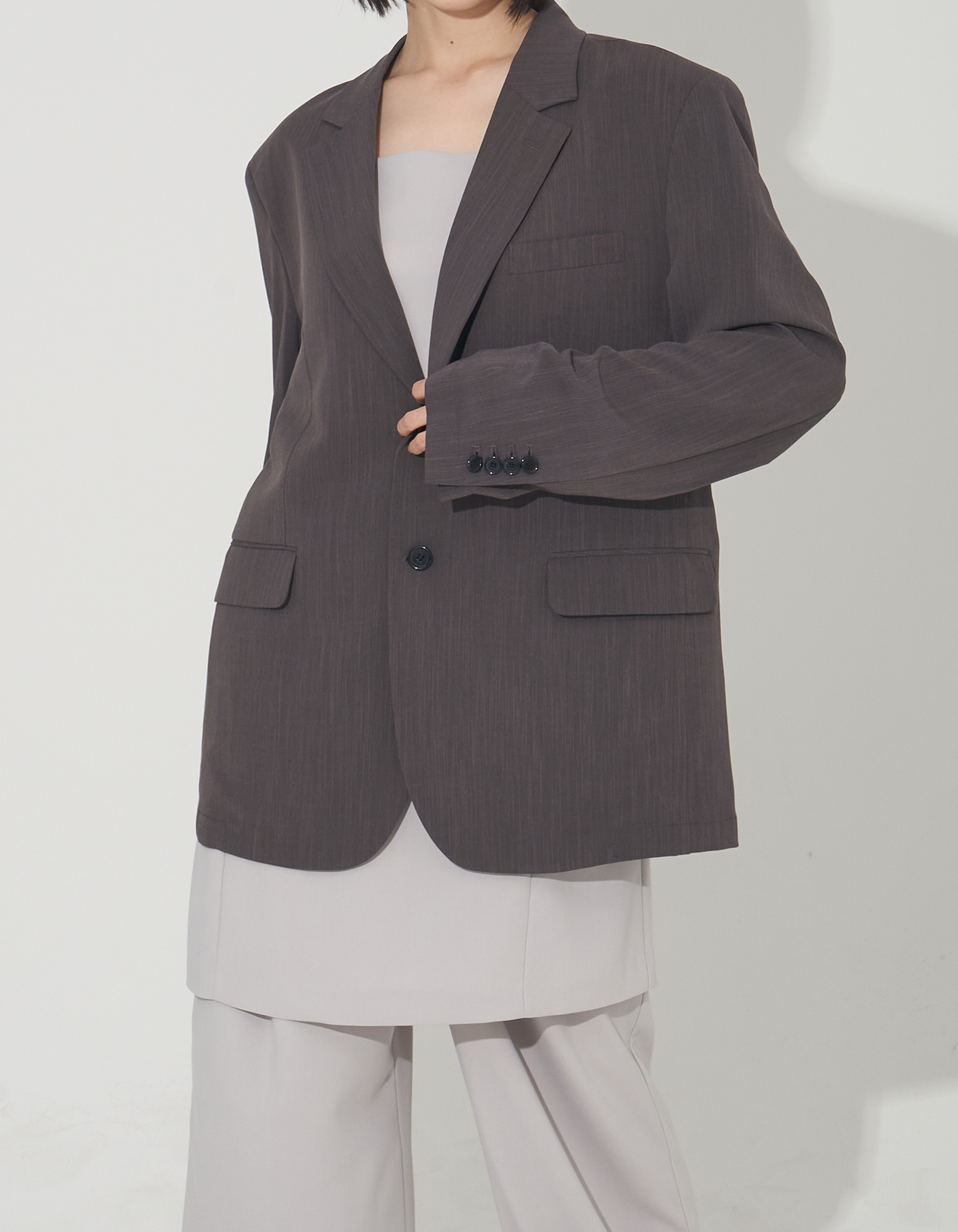 Unisex linen like boxy jacket (4 Color)