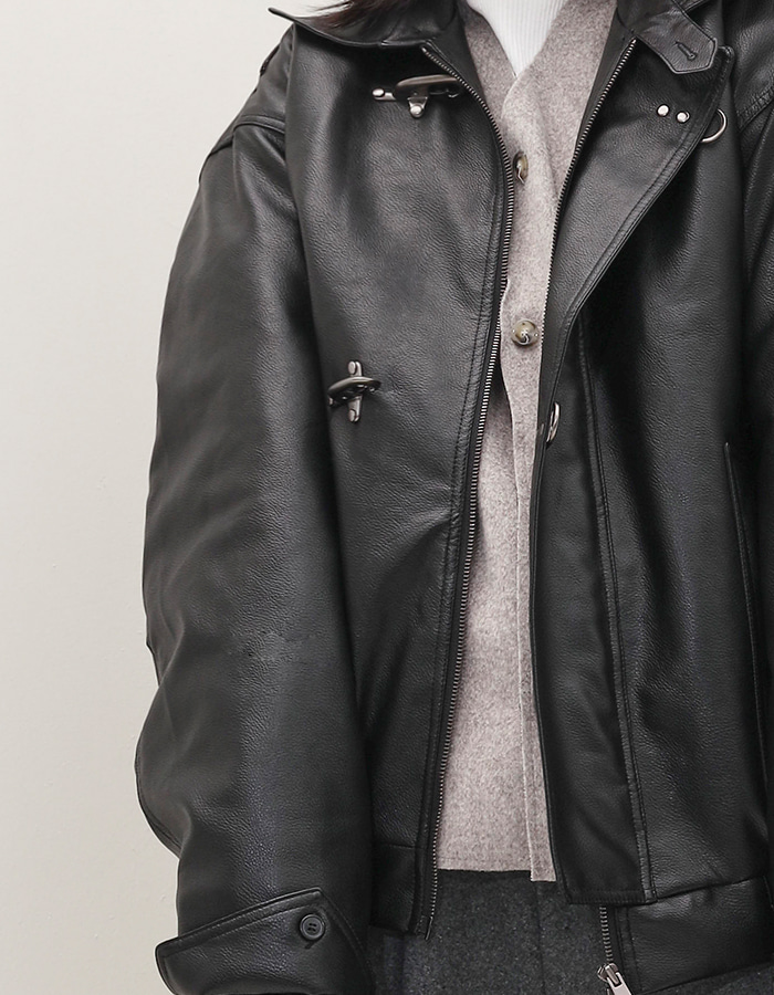 Unisex buckle vegan leather jacket (2 Color)