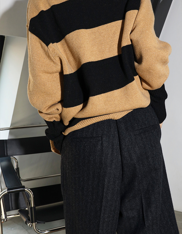 Wool stripe bermuda pants (2 Color)