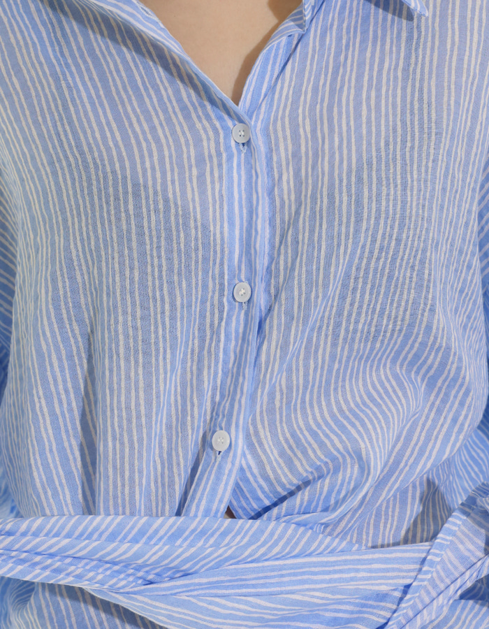 Stripe wrinkle over size shirts (3 Color)