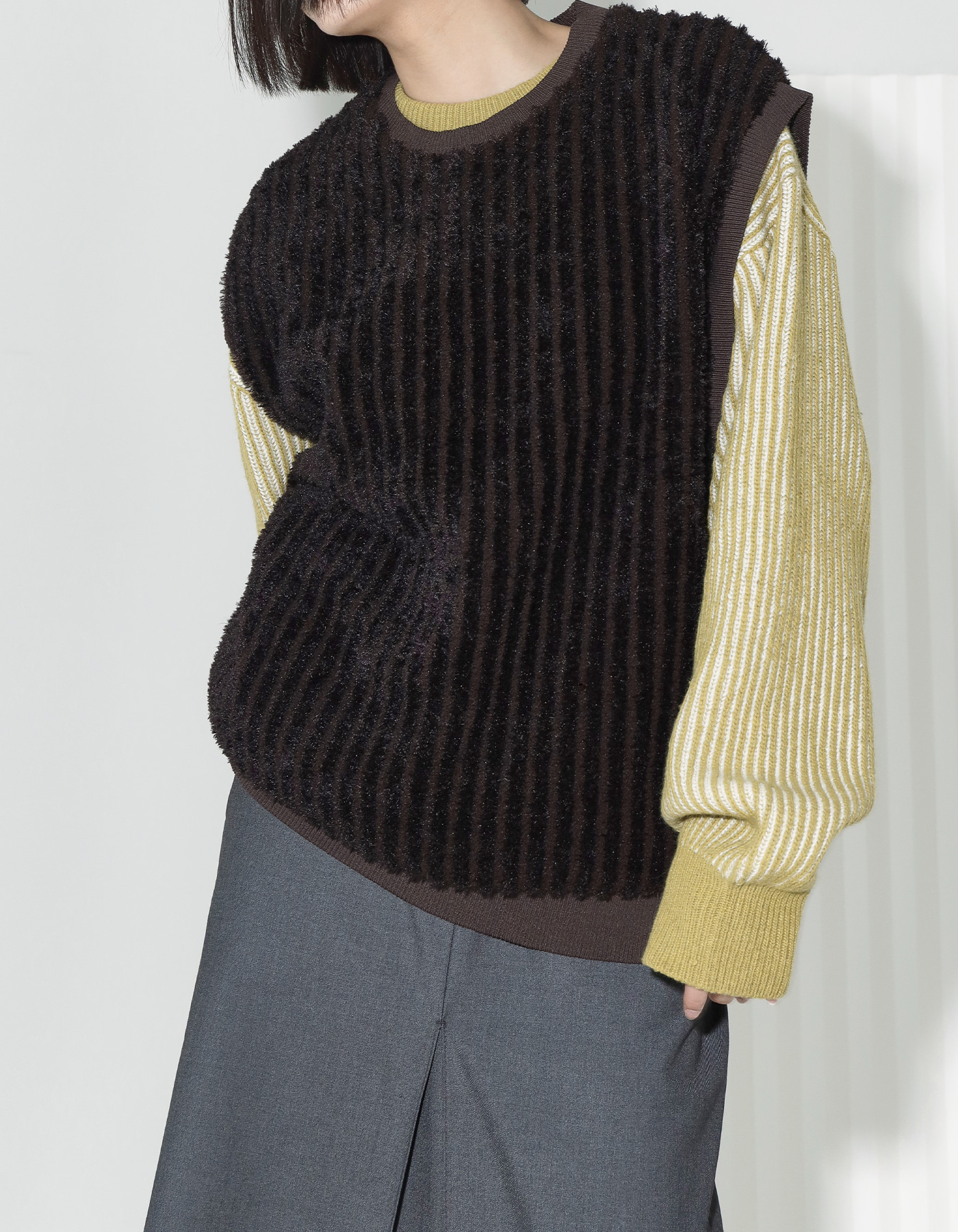 Unisex angora texture stripe knit (2 Color)