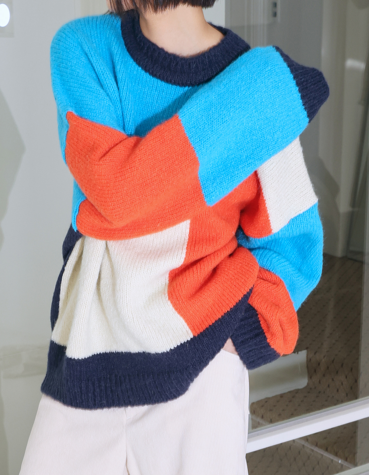 Unisex alpaca block knit (3 Color)