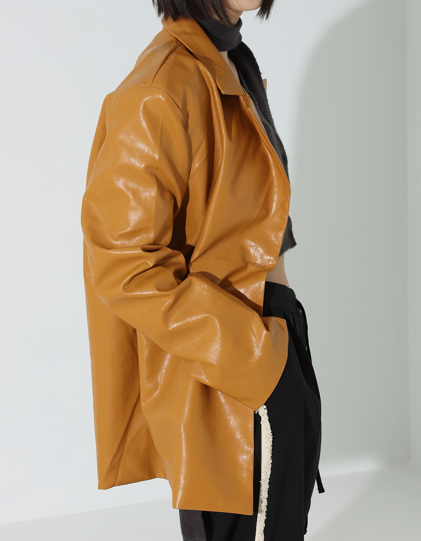 Leather section colour jacket (4 Color)