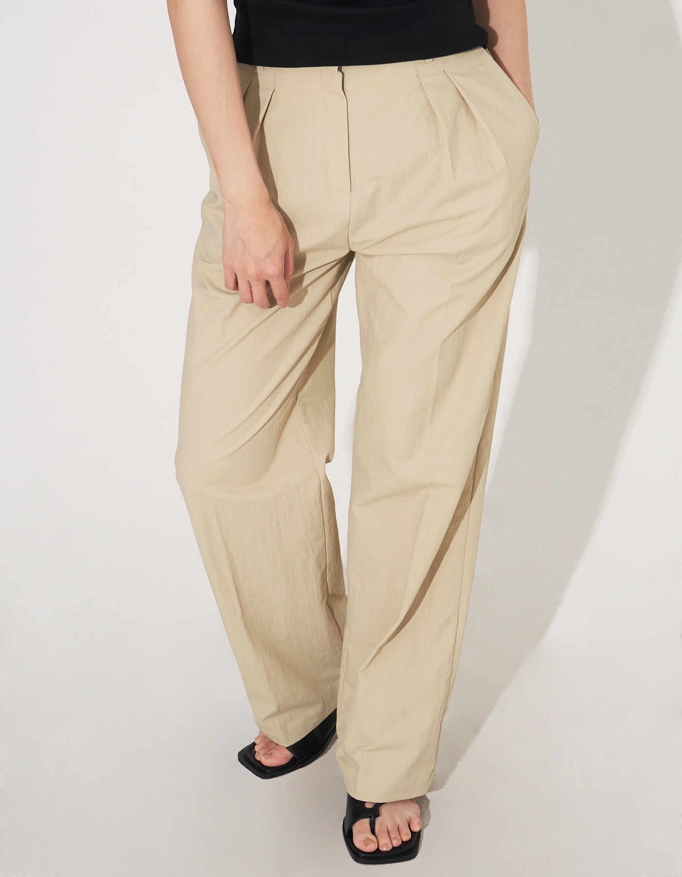 Two tuck span wide pants (2 Color)
